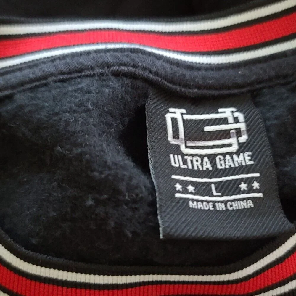 Ultra Game NBA Chicago Bulls Fleece Crewneck Sweatshirt UNISEX L Black LS NWOT - Picture 2 of 7